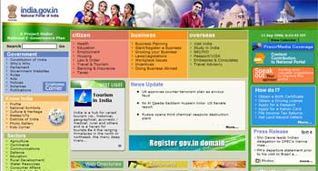 india government india.gov.in home page circa Sep. 10, 2006
