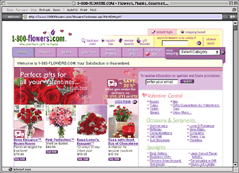 1800flowers.com home page on Feb. 8, 2004