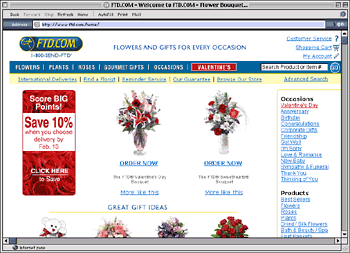 FTD.com home page circa Feb. 8, 2004