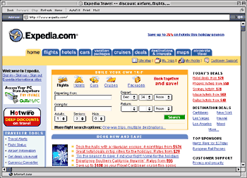 Expedia.com home page - Dec. 3, 2003